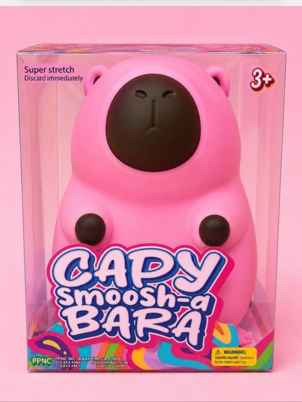 Capy Smoosh-a-Bara Pink Stretchy Squishy Toy